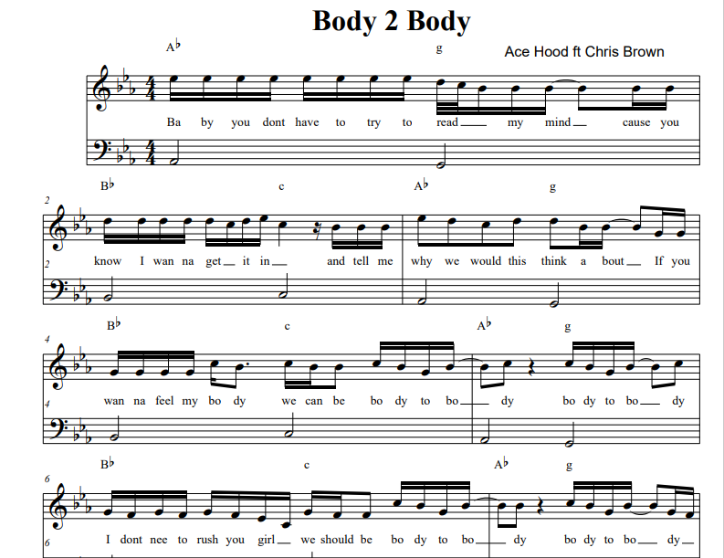 Body 2 Body - Ace Hood ft Chris Brown for piano solo